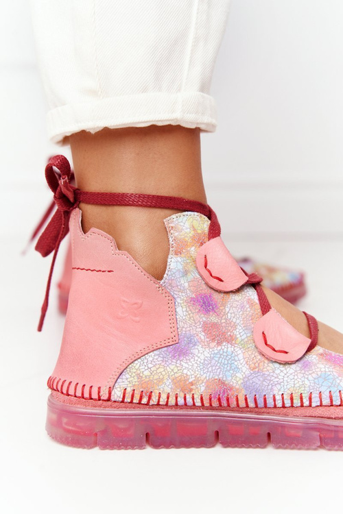 Damskie Skórzane Trzewiki Maciejka Róż 04457-15