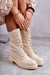 Women's Boots With A Sock On A Flat Heel Beige Liam