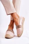Women's Slip-On Espadrilles With Cubic Zirconia Pink Massal