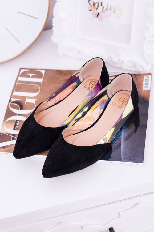 Lu Boo Black Transparent Holographic Venessa Pointed Ballerinas