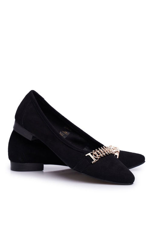Eleganckie Zamszowe Baleriny Czarne Nicole 2466