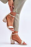 Satin Low Heel Sandals Beige Juliet