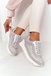 Wedge Sneakers With Sequins Lu Boo Silver