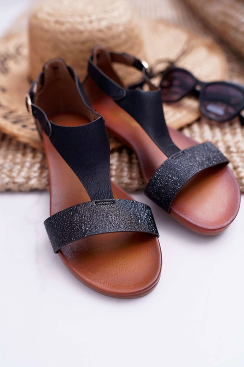 Sandały Damskie Płaskie Sergio Leone SK020 Czarne Magra