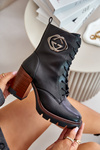 Warm Women's Ankle Boots On Heel Black Vinceza 58359