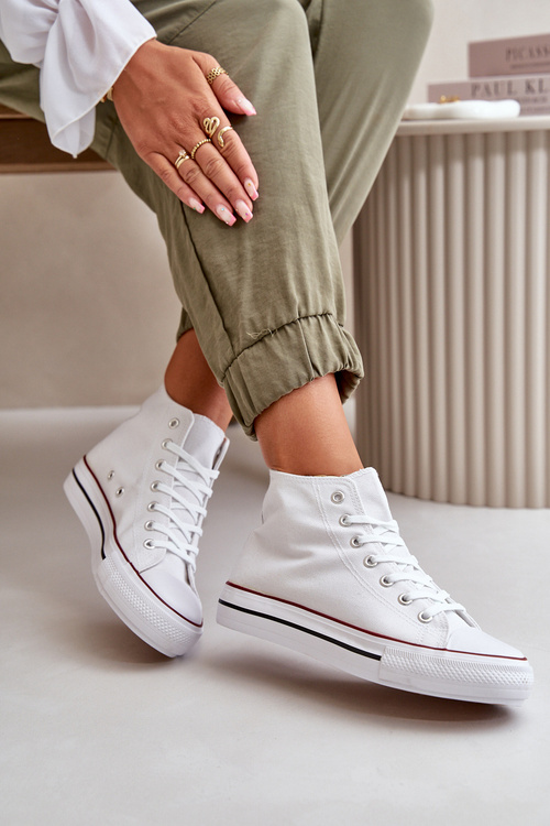 Women's Fabric High-Top Sneakers White Onaria