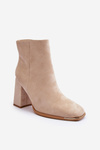 Heeled Suede Lined Boots Beige Lamirena 