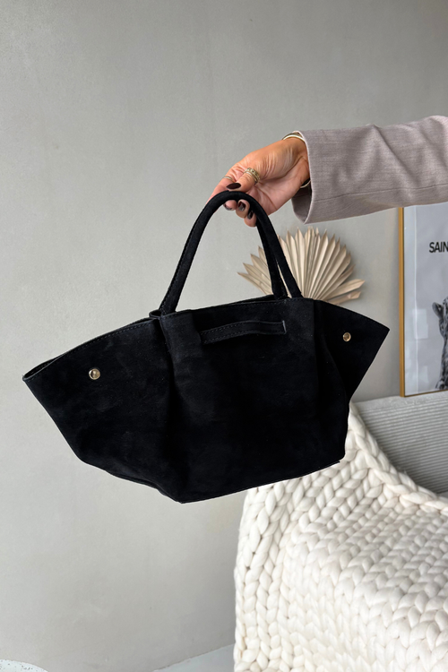 Bag From Natural Suede Black Fiorenza