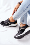 Women’s Leather Wedge Sneakers Black White Manitoba