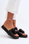 Women's Slides with Ornament on Low Platform Black Cedrella