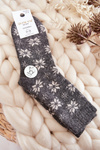 Women's Wool Socks In Snowflakes Grey