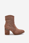 Embellished Women's Heeled Boots Made Of Eco Suede Brown S.Barski HY42-029