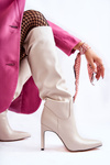 Leather Boots On A Stiletto Beige Rissa