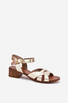 Leather sandals on a delicate heel Zazoo 40372 gold