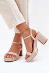 Eco Leather Heeled Sandals Beige Lillita