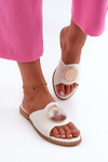 Women's Flat Sandals with Embellishment White Rivashea