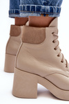Leather Women's Heels on a Heel Beige Lemar Leocera