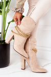 Insulated Boots On A Block Heel Beige Good Impression
