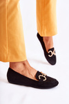 Women's Suede Loafers With Decoration Black Reality