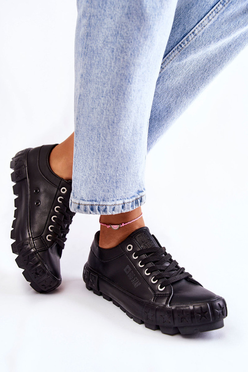 Fashionable Leather Sneakers Big Star KK274143 Black