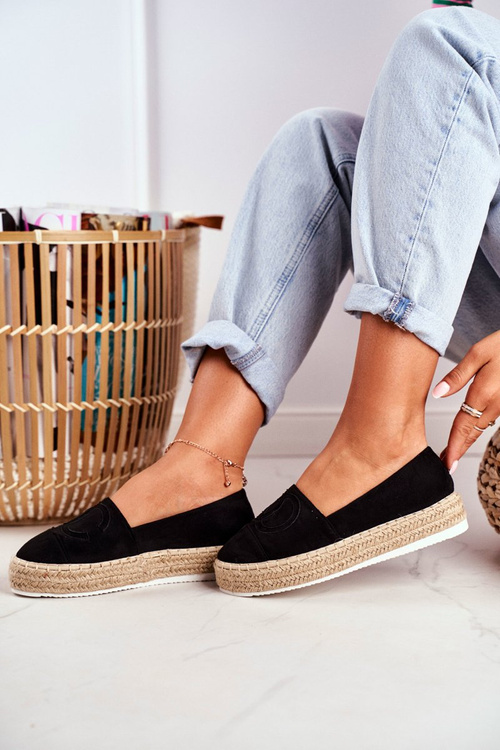 Women's Espadrilles Thick Sole Linen Black Febi