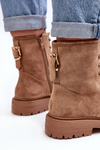 Women's Zip-Up Work Boots Light Brown Ninsuni
