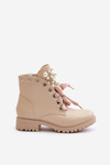 Beige Boots With Pearls, Rhinestones And Ribbon Nudago