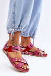 Leather Sandals With Drawstring Maciejka 03375-44 Pink