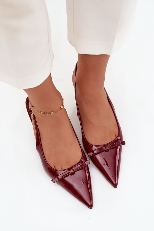 Patent leather pumps with heel with bow burgundy Olvena