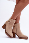 Suede Heeled Boots Beige Makeline