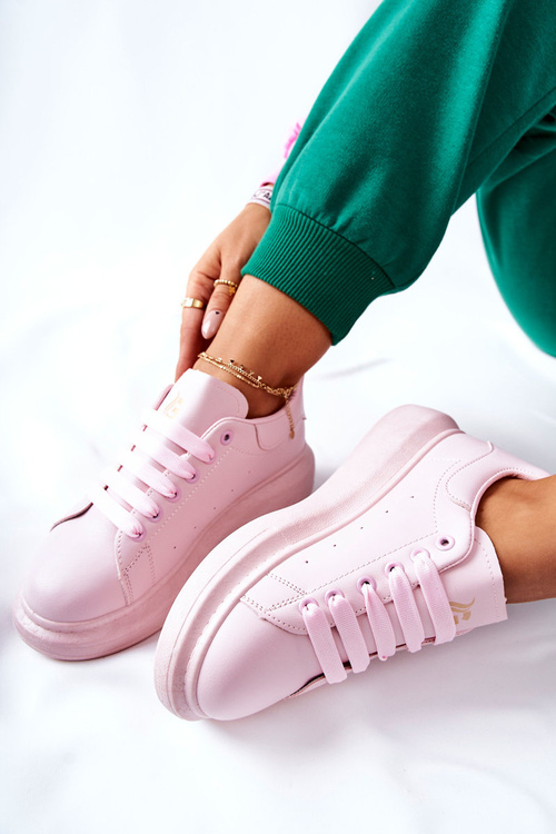 Leather Sneakers On A Platform Pink Lemmy