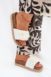 Womens Platform Slippers With Decorative Flowers White Tessara