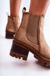 Warm women's boots with a zipper Beige Lenaris