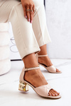 Leather Stiletto Sandals Lewski 3027 Beige