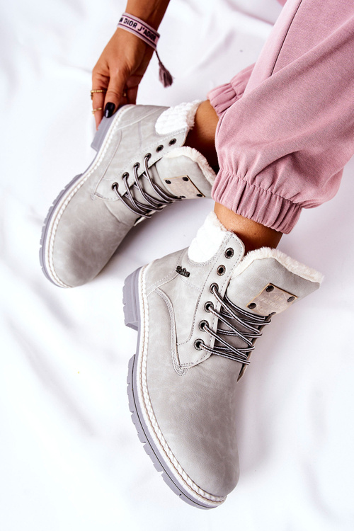 Leather Insulated Trappers Light Grey Laralis