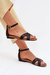Women's Leather Sandals On Flat Heel Maciejka 07029-01 Black