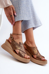 Women's sandals made of eco leather on platform and wedge copper Vaiara