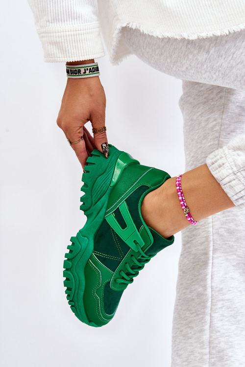 Buty Sportowe Sneakersy Modne Zielone Frezio