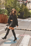 Leather Knee-High Boots On Heel Black Zolno