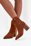 Women's cowboy ankle boots on heel Camel Jessa