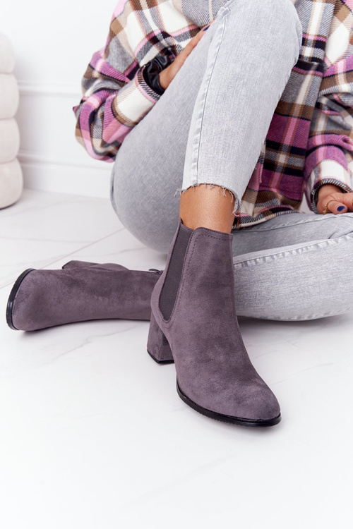 Women's Insulated Chelsea Boots On A Block Heel Grey Juliette