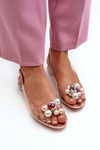 Transparent sandals with low heel and pink gold ornament D&A MR38-368
