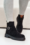 Insulated ankle boots with zipper and buckle black Kikiella
