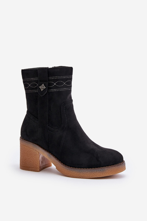Warm Women's Ankle Boots With Heels Black Vailia