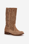 Suede Openwork Boots Lewski 3366/2Beige