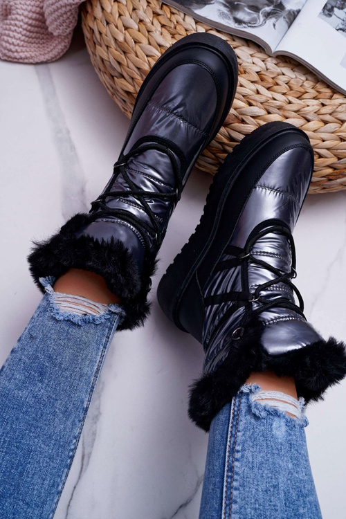 Women's Fleece-lined Snow Boots Silver Calma