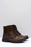 Warmed Leather Men's Boots With Zips Brown KOMODO 871