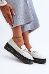 Women's Leather Platform Loafers with Chain S.Barski LR618 White