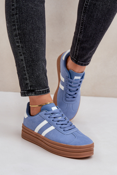 Damskie Sneakersy Na Platformie Niebieskie Egelia