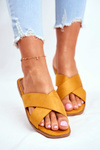 Women's Slides With Cross Straps Yellow Philippines